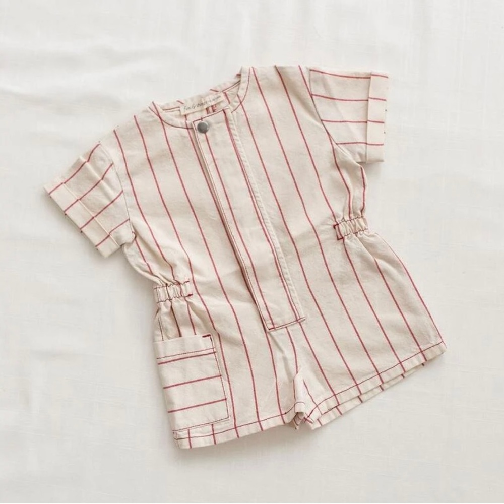 NWT Fin & Vince Short Painter Jumpsuit - Red Stripes